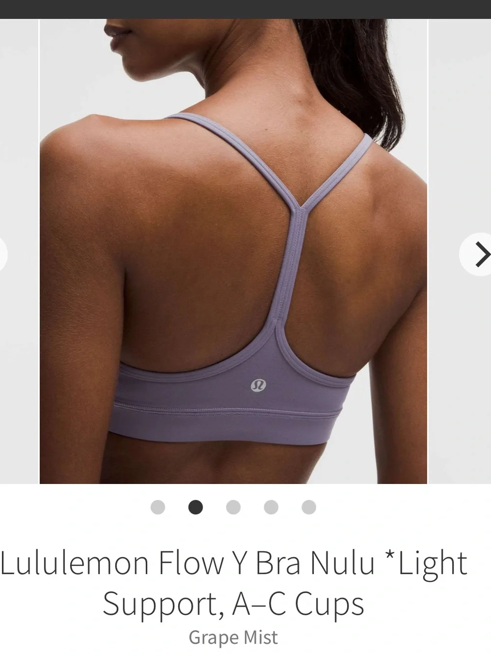 lululemon athletica Flow Y Bra in Grape Mist - Light Support